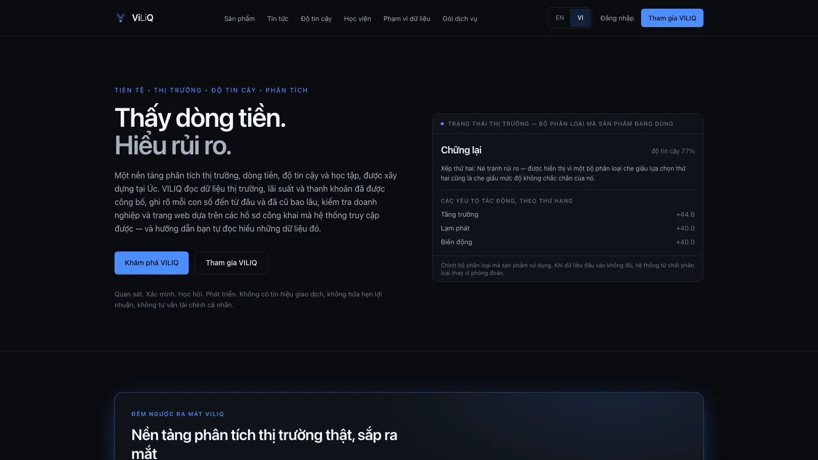 Website preview: the VILIQ homepage